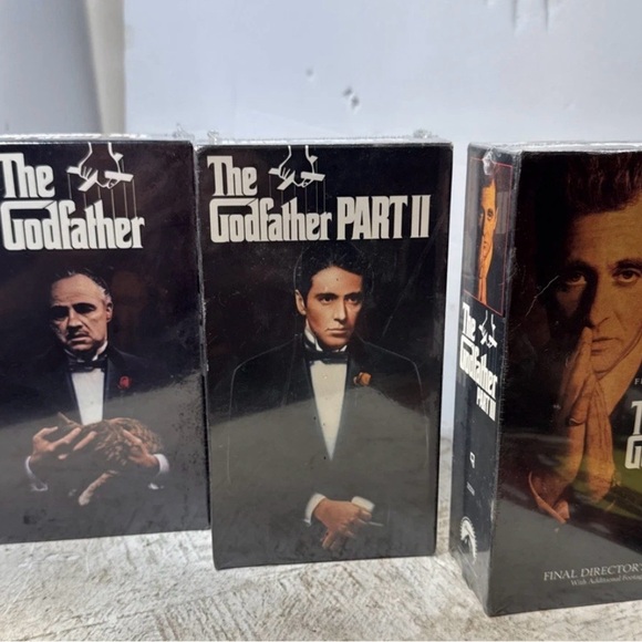 god father Other - The Godfather Trilogy VHS Set Godfather VHS Lot Watermarked Sealed 1,2&3